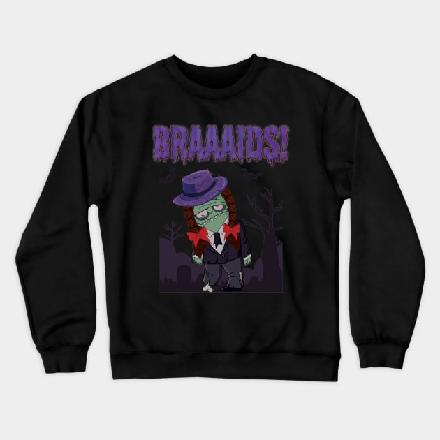 Braid Zombie Crewneck Sweatshirt by RailoImage